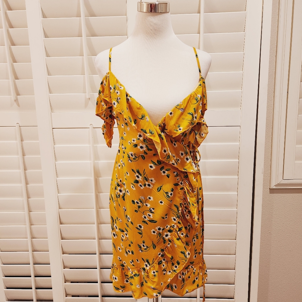 REVERSE Nordstrom Brand Flutter Sleeve Mini Wrap Dress
